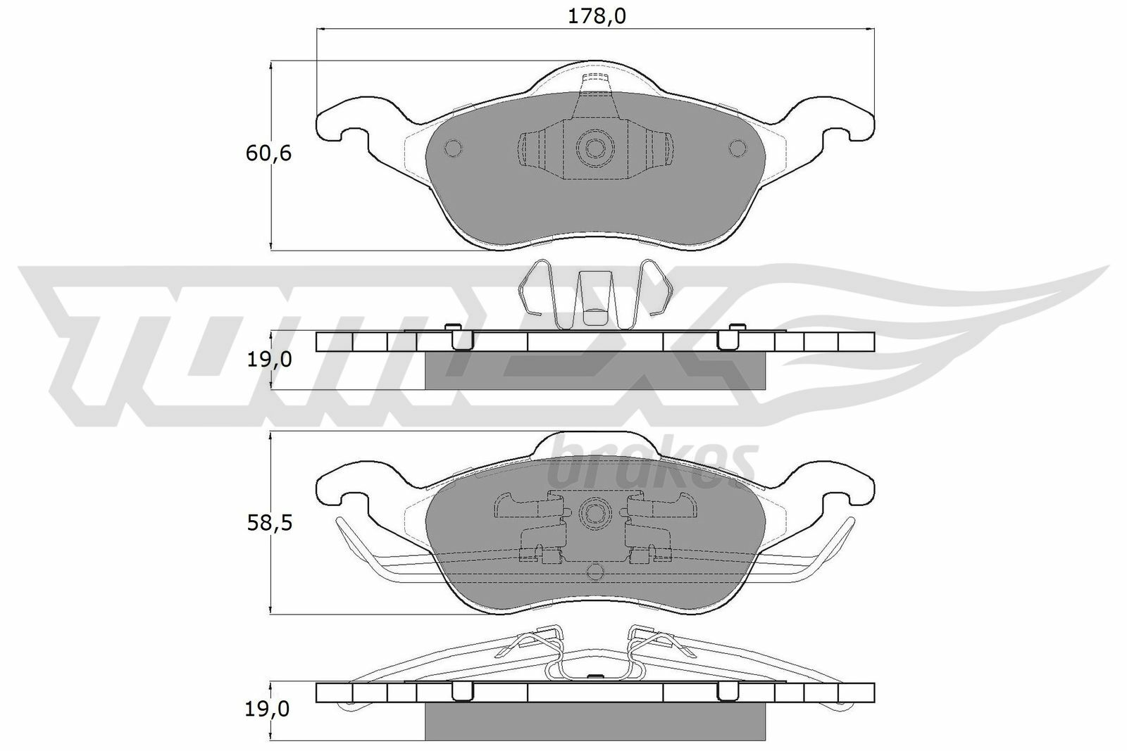 Sada brzdových destiček, kotoučová brzda TOMEX Brakes